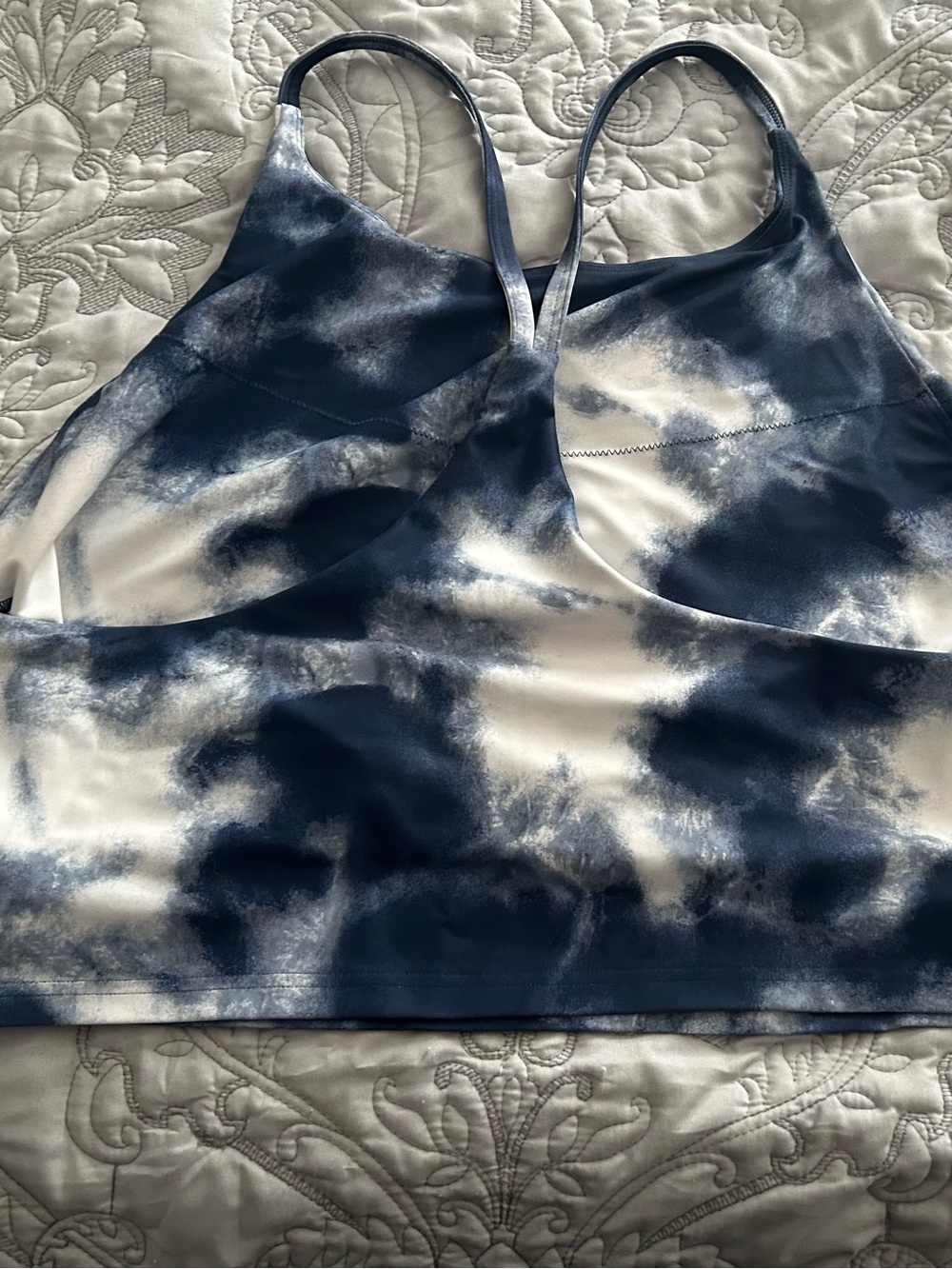 Fabletics Navy and White Tie-Dye Sports Bralette